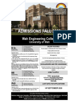 Admissions Fall 2020: Wah Engineering College
