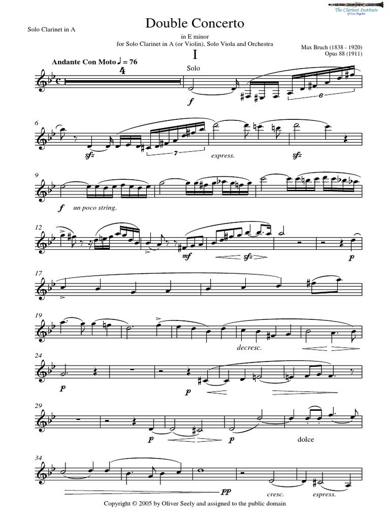 Institute) Bruch, Max Concerto, Op.88 1st MVMT (All Parts