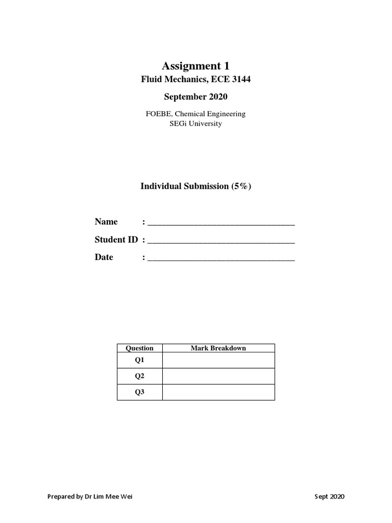 Fluid Mechanics Assignment ECE 3144 | PDF | Pressure Measurement | Pressure
