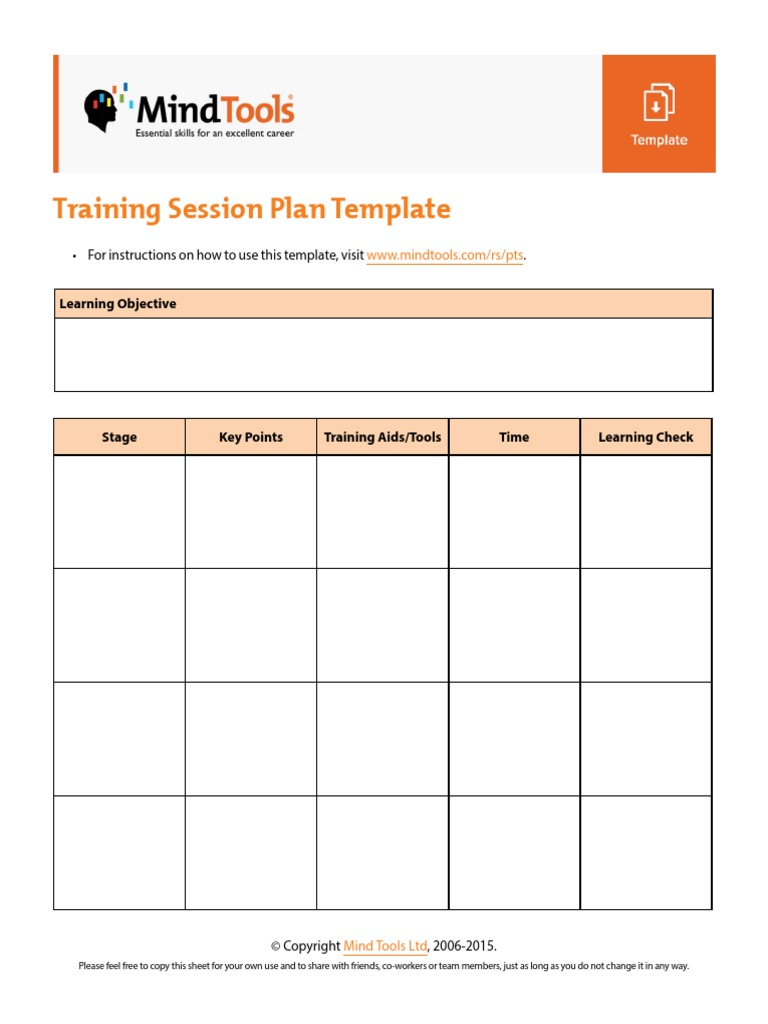 Training Session Plan Template: - For Instructions On How To Use This ...