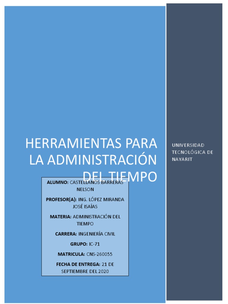 Herramientas para Administrar el Tiempo | PDF | Gestión del tiempo ...