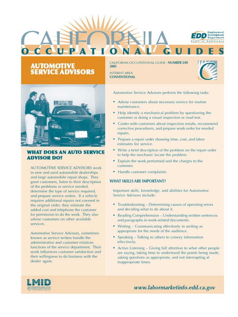 Automotive Service Advisor Overview | PDF