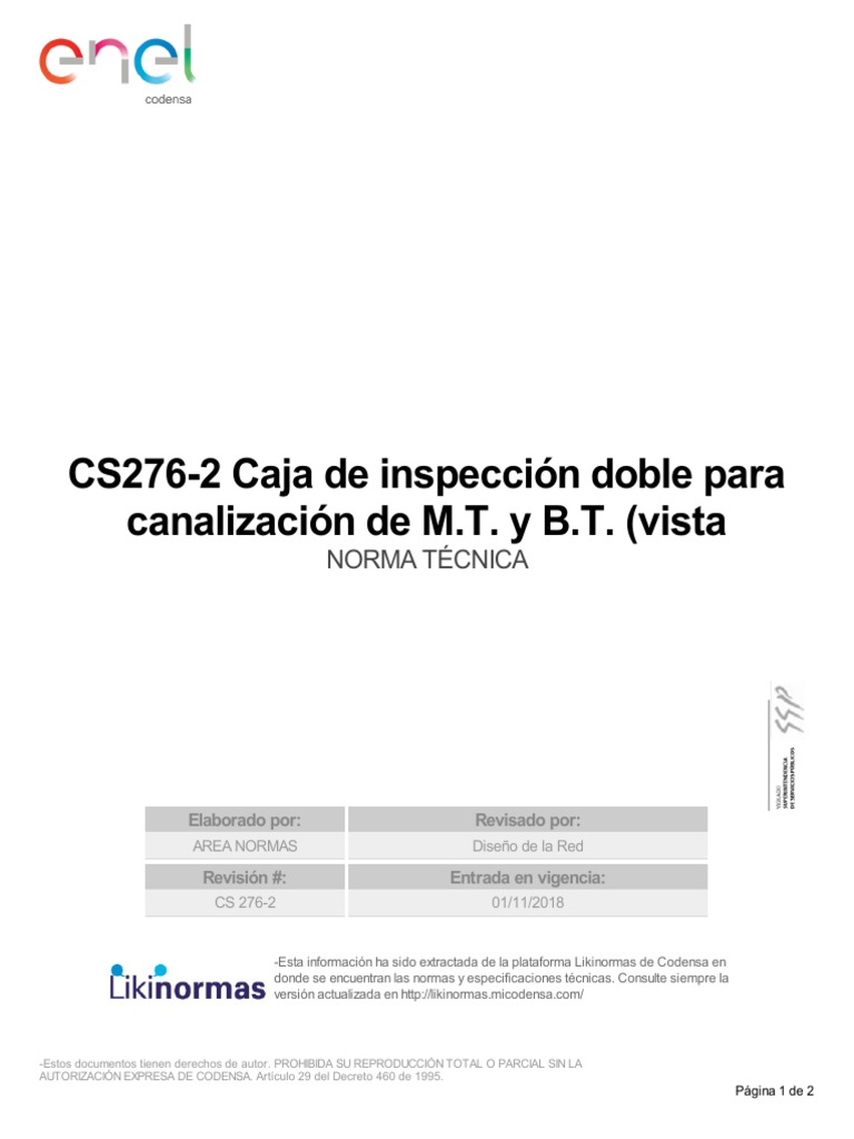 Caja de Inspección CS276-2 Normativa | PDF | Tecnología