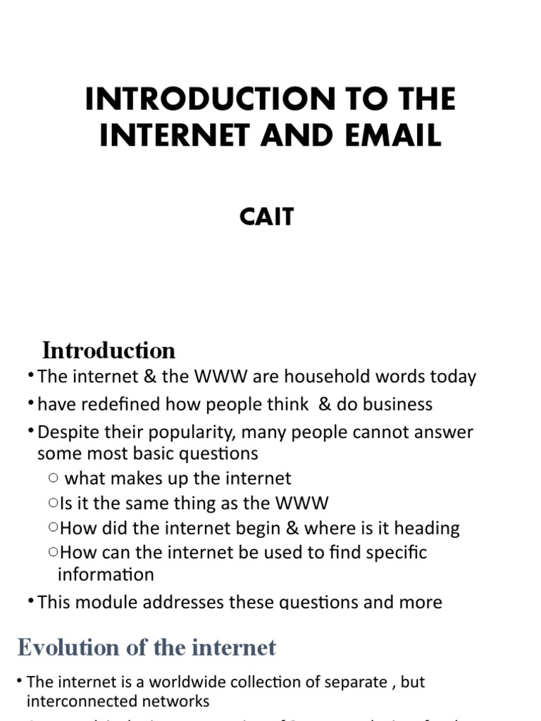 Introduction to Internet and Email | PDF | World Wide Web | Internet & Web