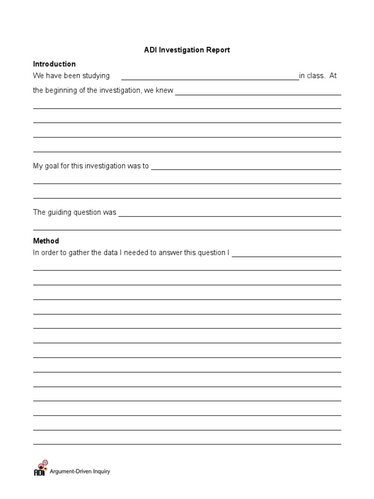 ADI Investigation Report Template | PDF | Science & Mathematics