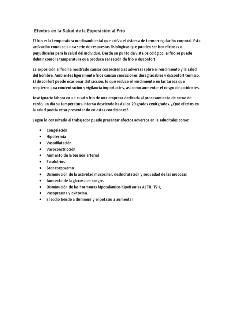 Efectos en La Salud de La Exposición Al Frío | PDF
