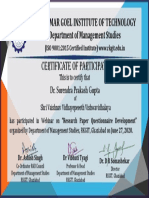 Certificate For Webinar, RKGIT - Dr. Surendra Prakash Gupta