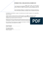 Consentimiento Informado para La Realizacion Del Examen de Hiv