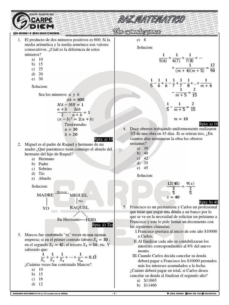Ejercicios de Matemáticas y Soluciones | PDF | Enseñanza de matemática