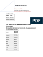 List of Countries, Nationalities and Their Languages