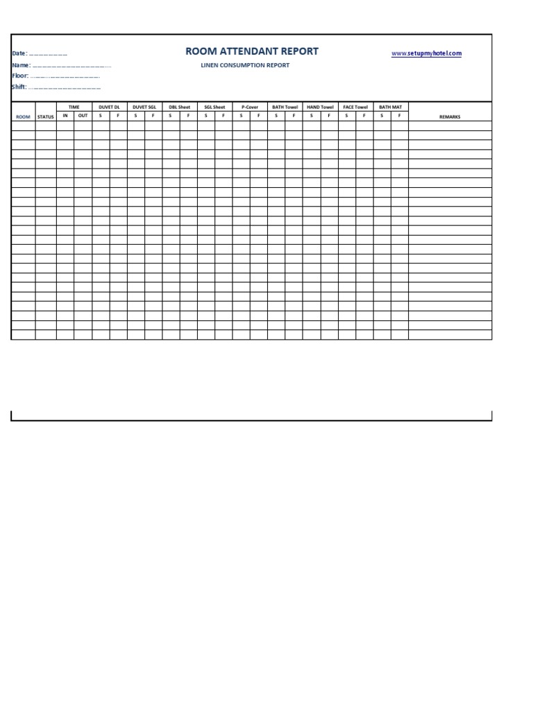 Room Attendant Report Linen Consumption PDF