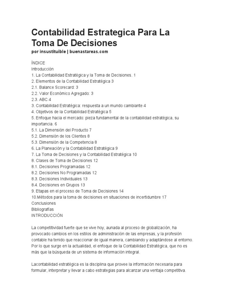 Contabilidad Estrategica para La Toma de Decisiones | PDF | Toma de ...