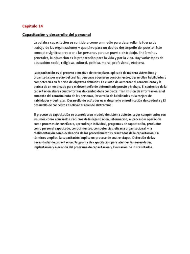 Capacitación y desarrollo del personal | PDF | Crecimiento personal y ...