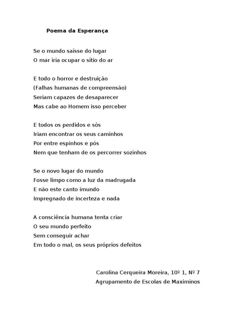 Poema Da Esperança (Ensino Secundário) | PDF | Juvenil
