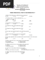 Third Periodical Test in Mathematics 7: Violeta Integrated School