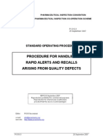 PICS - Procedure For Handling Rapid Alerts & Recalls Arising From Quality Defects