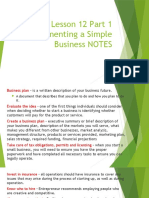 Lesson 12 Part 1 Implementing A Simple Business NOTES