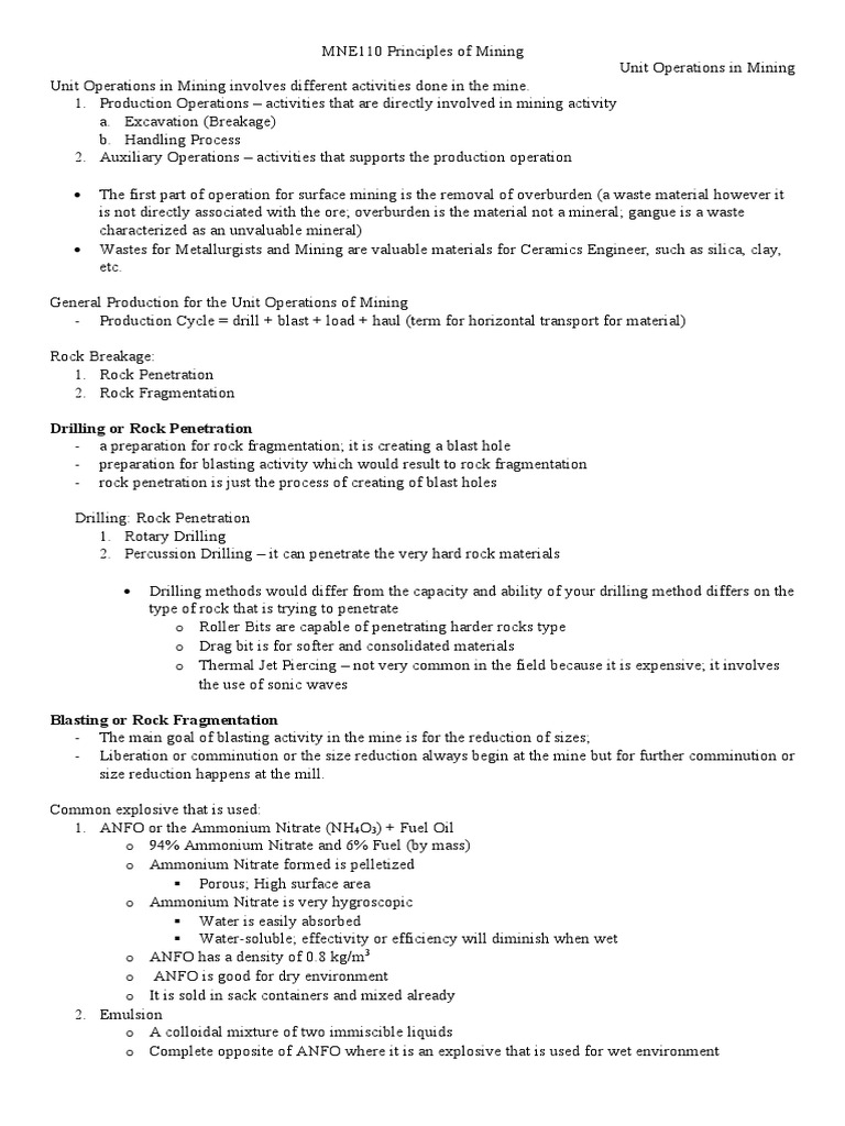 Unit Operations in Surface Mining | PDF | Mining | Surface Mining