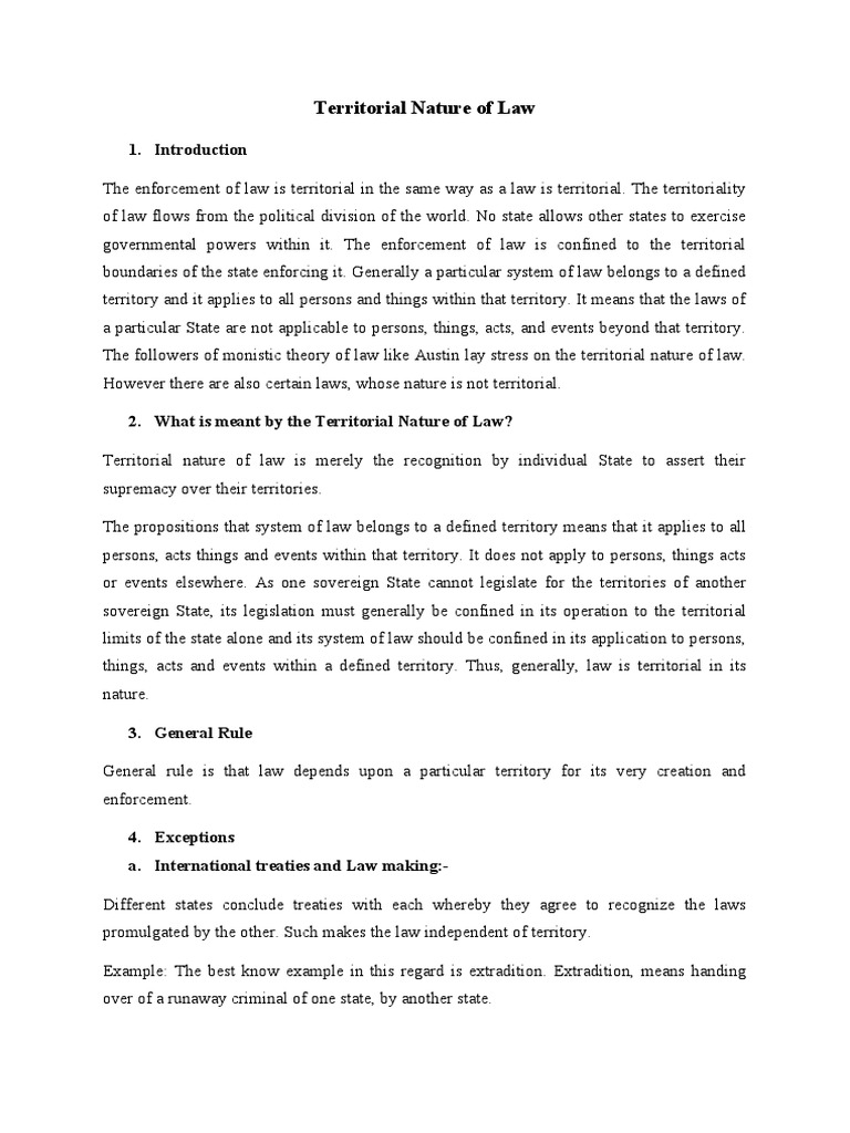 Understanding the Territorial Nature of Law | PDF | Jurisdiction ...