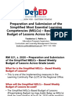 Preparation and Submission of The Simplified Most Essential Learning Competencies MELCs Based Weekly Budget of Lessons Across Grade Levels PDF