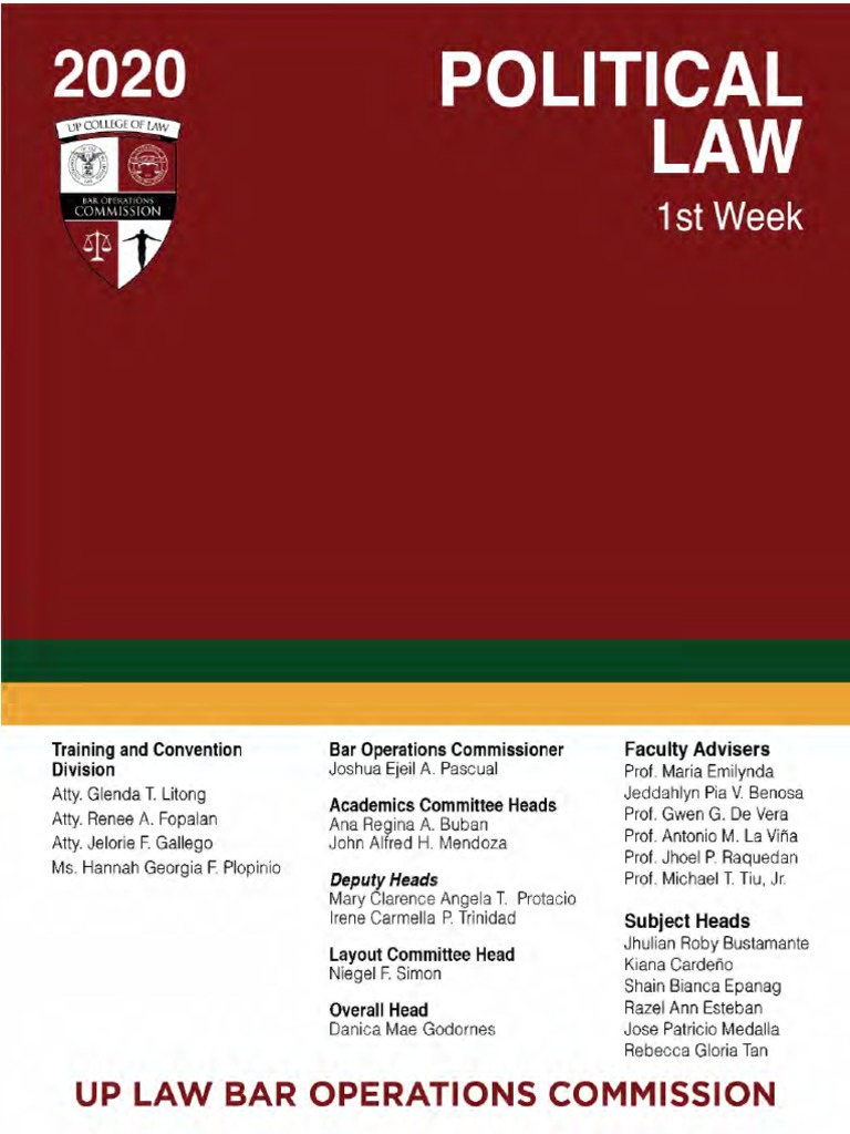 1 2020 UP BOC Political Law Reviewer PDF | PDF | Constitutional ...