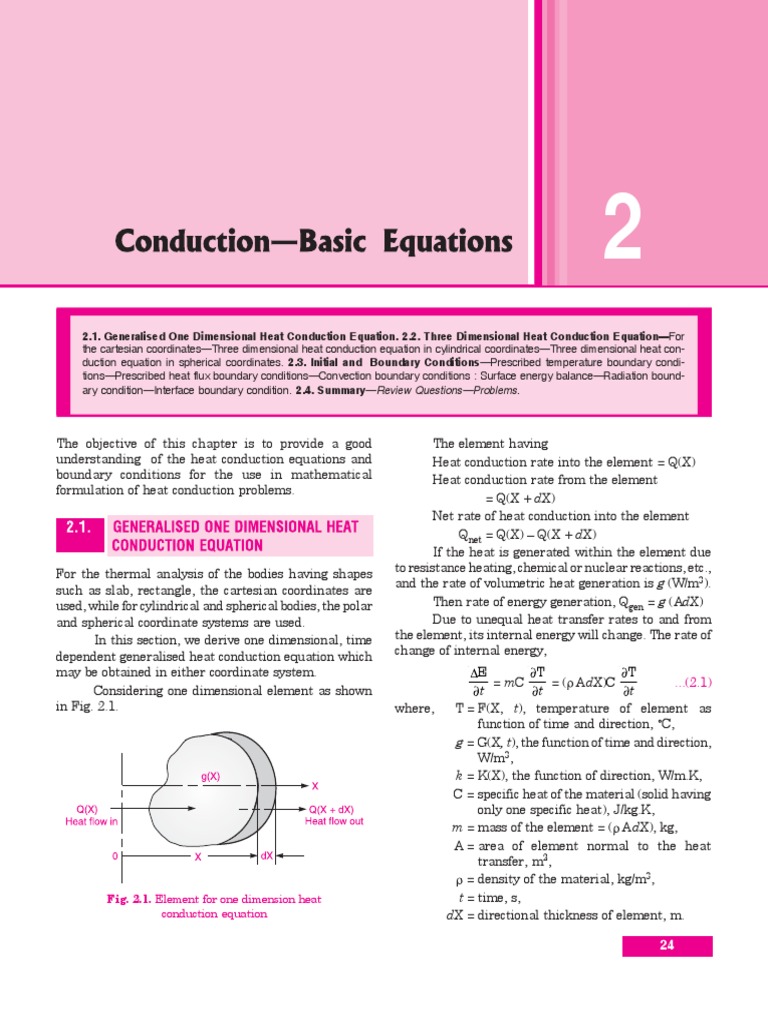Fig 2 1 Element For One Dimension Heat Conduction Equation Thermal Conduction Heat