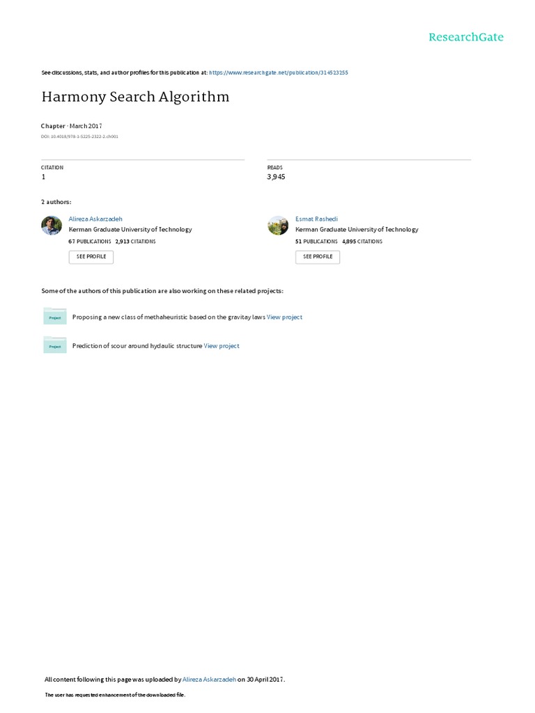Harmony Search Algorithm: March 2017 | PDF | Mathematical Optimization ...