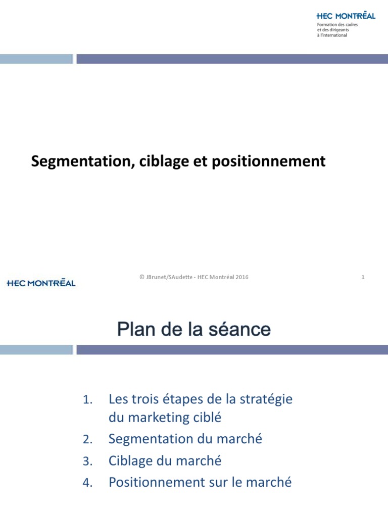 Segmentation, Ciblage Et Positionnement | PDF | Segmentation (marketing ...
