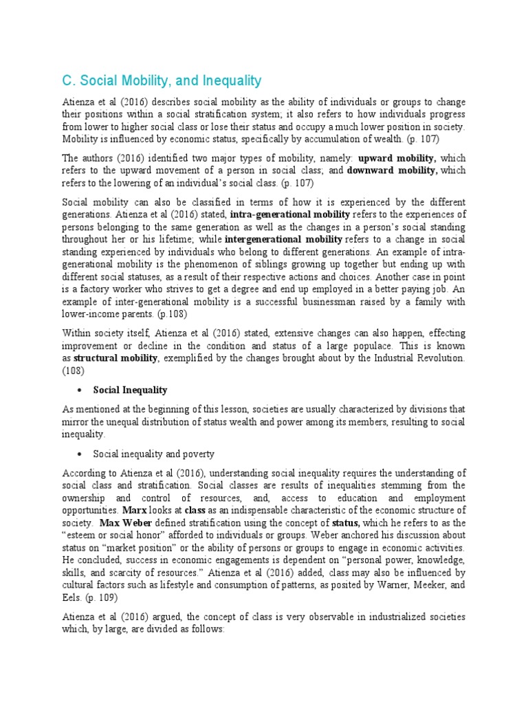 C. Social Mobility, and Inequality | PDF | Social Mobility | Social ...