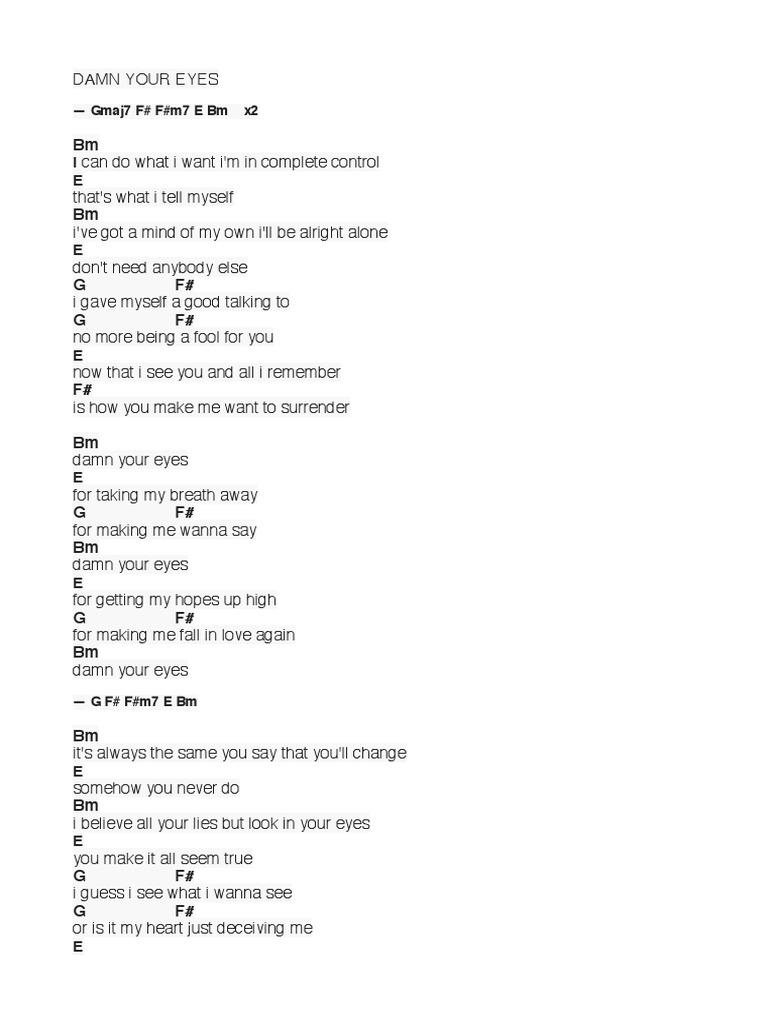 Damn Your Eyes (Lyrics & Chords) PDF PDF