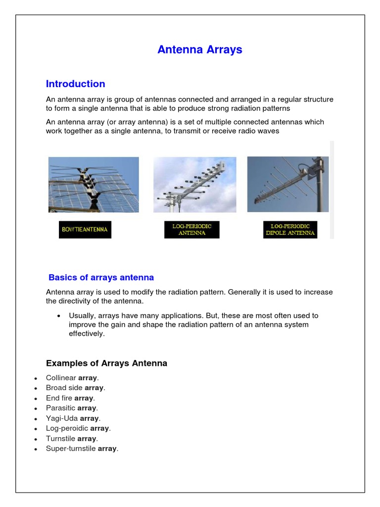 Overview of Antenna Array Types | PDF | Antenna (Radio) | Broadcast ...
