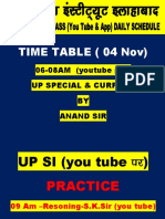 Time Table (04 Nov) : UP SI (You Tube Ij)