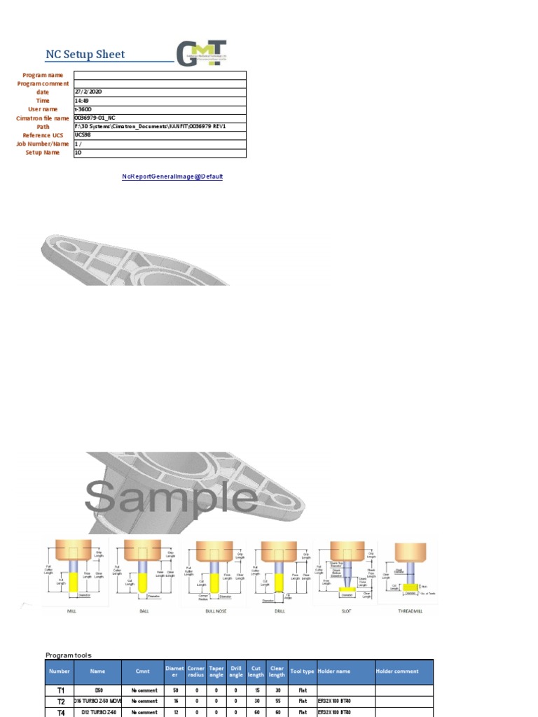 NC Setup Sheet Overview | PDF