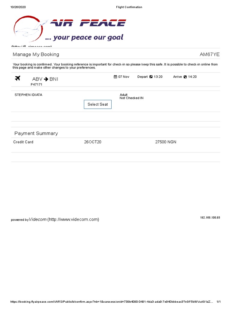 Flight Confirmation PDF PDF