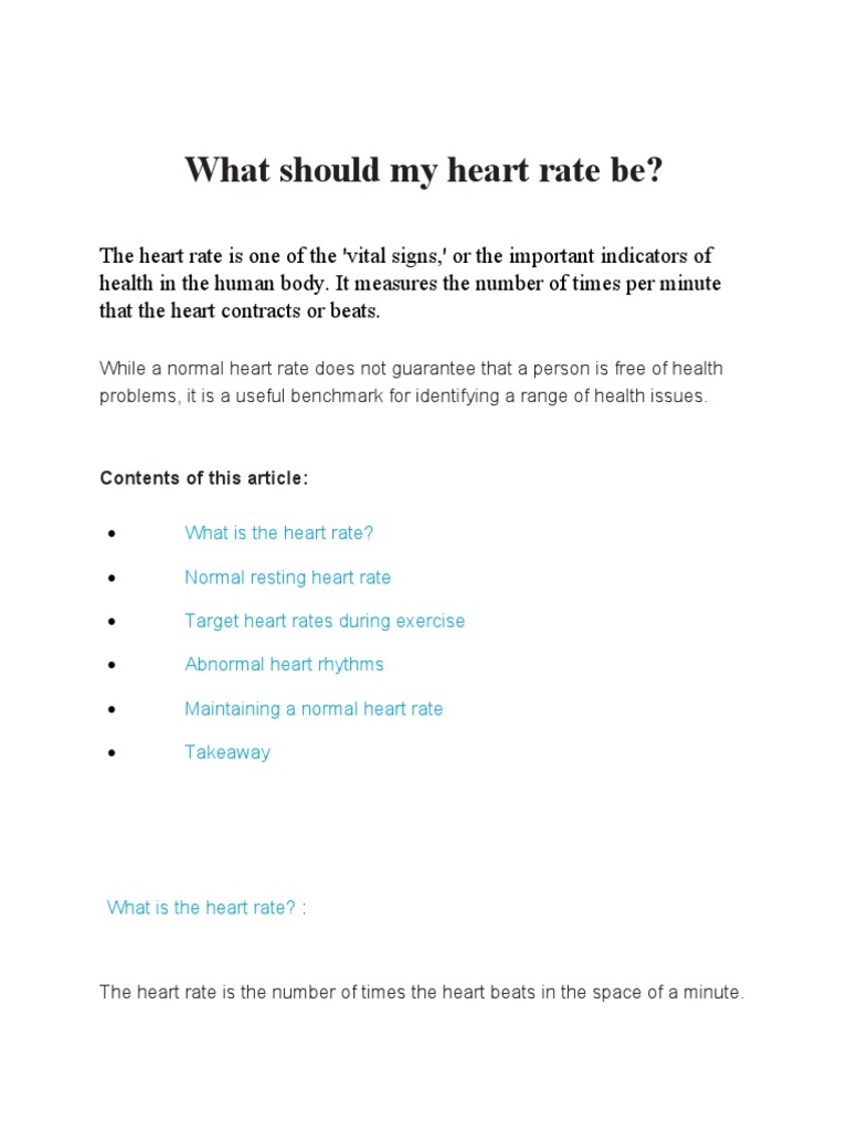 What Should My Heart Rate Be? PDF Heart Rate Heart