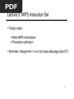 Lecture 3: MIPS Instruction Set