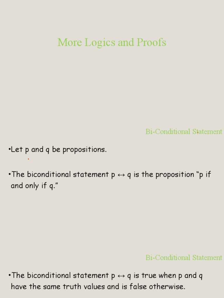 More Logics and Proofs | PDF | If And Only If | Contradiction