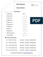 Place Values: Math Worksheet