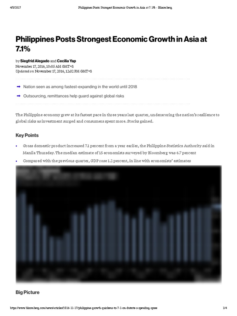 Philippines Posts Strongest Economic Growth in Asia at 7 | PDF ...