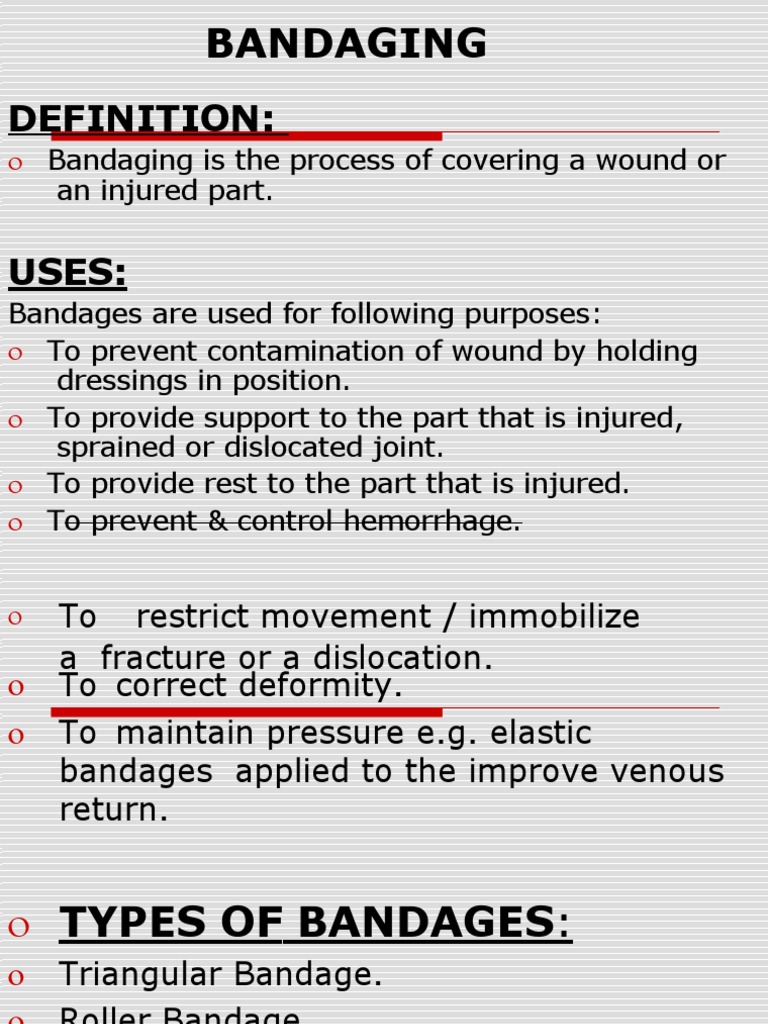 Comprehensive Guide to Bandaging Techniques | PDF | Elbow | Hand