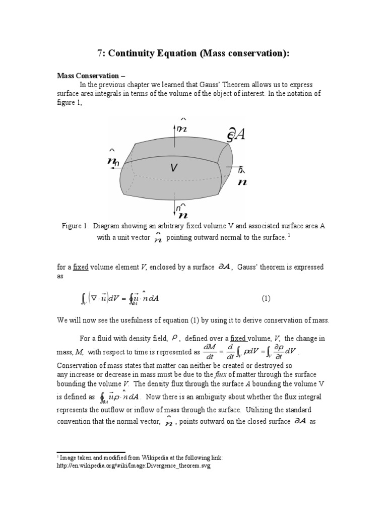 7 Continuity Equation (Mass Conservation) PDF Fluid Dynamics Flux