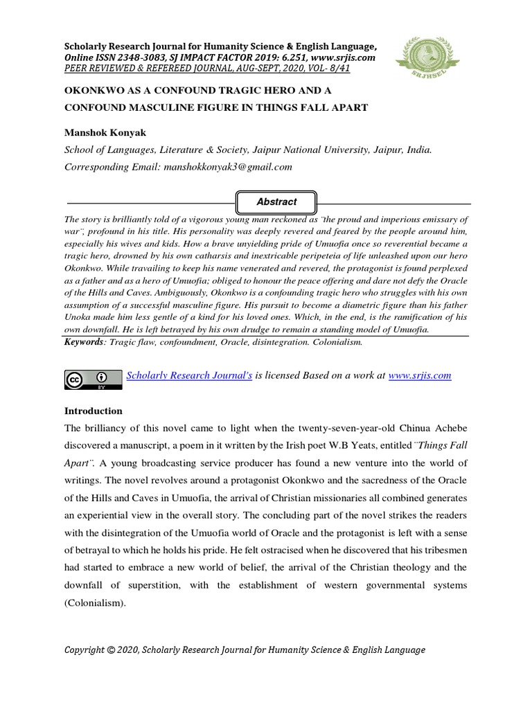 Okonkwo As A Confound Tragic Hero and A Confound Masculine Figure in ...