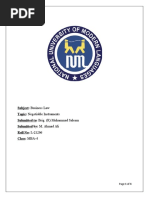 Subject: Business Law Topic: Negotiable Instruments Submitted To: Brig. (R) Muhammad Saleem Submitted By: M. Ahmad Ali Roll No: L-21206 Class: MBA-4