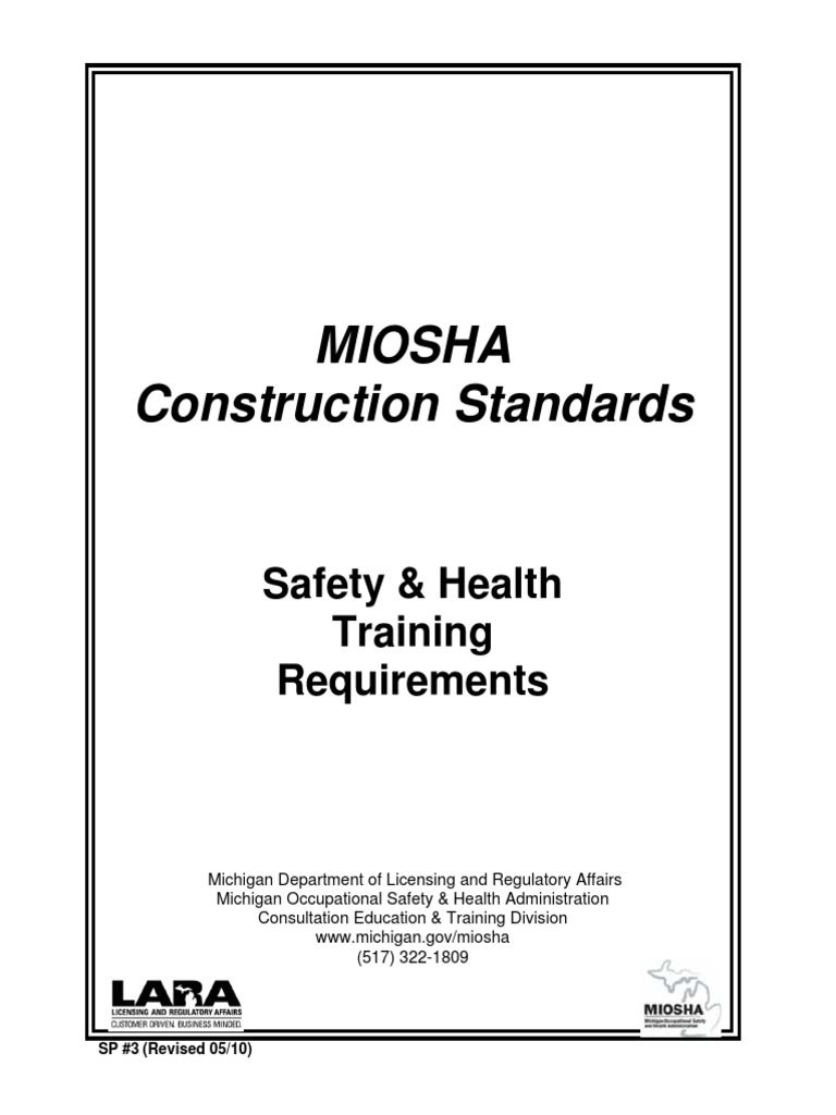 Miosha Construction Standards Safety & Health Training Requirements