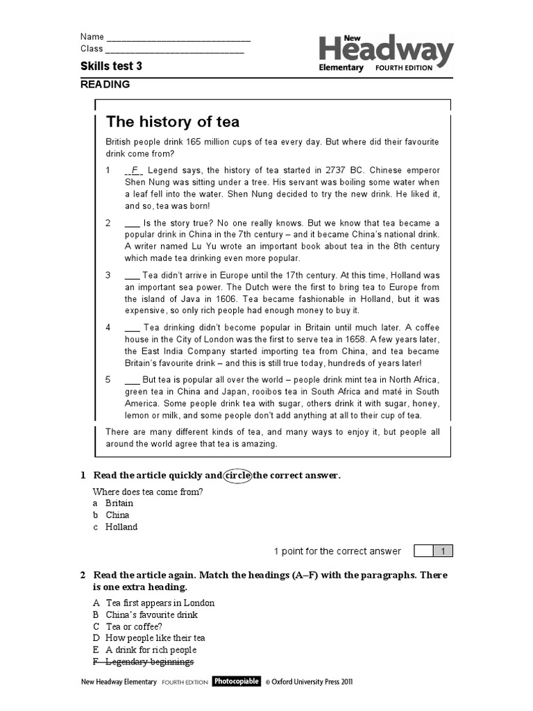 The History of Tea: Skills Test 3 | PDF | Tea | Drink