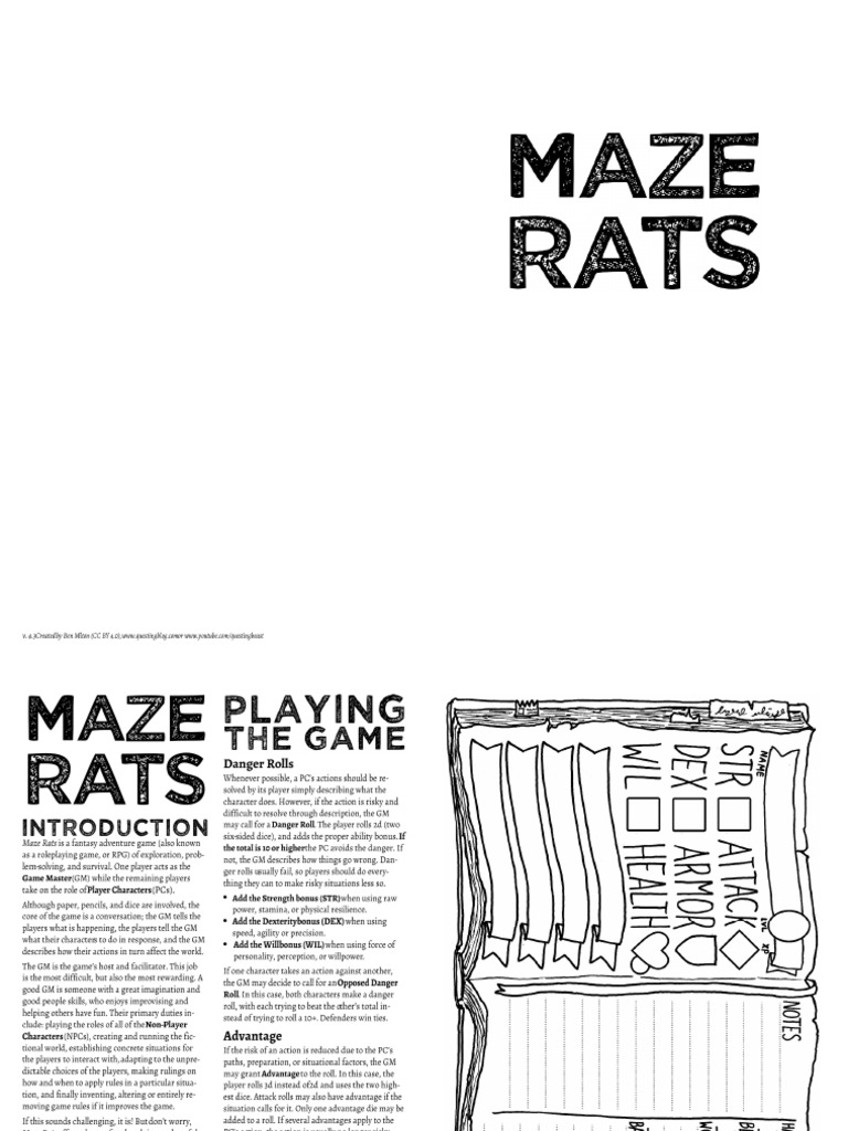 Maze Rats V4.3 Booklet PDF | PDF
