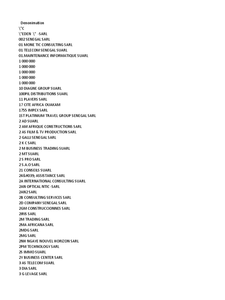 Senegal Companies PDF Companies Economies