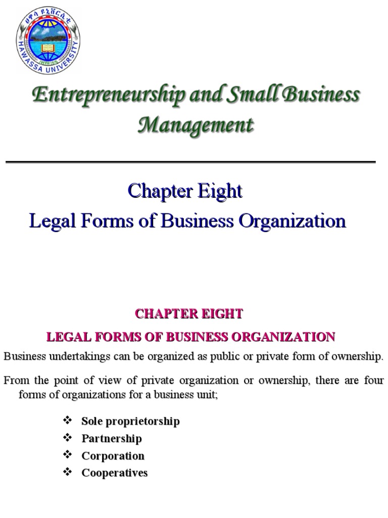 Chapter Eight Legal Forms of Business Organization PDF Partnership