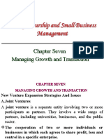 Chapter Seven Managing Growth and Transaction