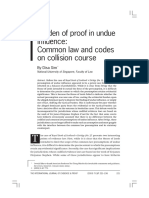 Burden of Proof in Undue Influence: Common Law and Codes On Collision Course
